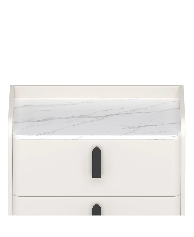 Streamdale Furniture Streamdale Gray Nightstands Set of 2, Marble Top, 2 Drawers