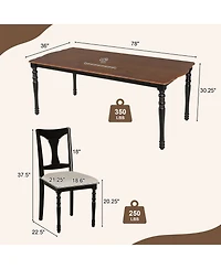 Streamdale Furniture Extendable Wood Dining Table Set with 6 Upholstered Chairs