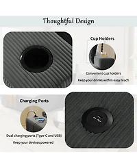 Streamdale Furniture Large Sectional Sofa- Thick Cushions, Cup Holders & Charging