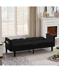 Streamdale Velvet Futon Couch Convertible Folding Sofa Bed Tufted Couch for Apartment