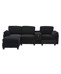 Streamdale Furniture L-Shape Corduroy Sofa- 4-Seater, Usb, Storage