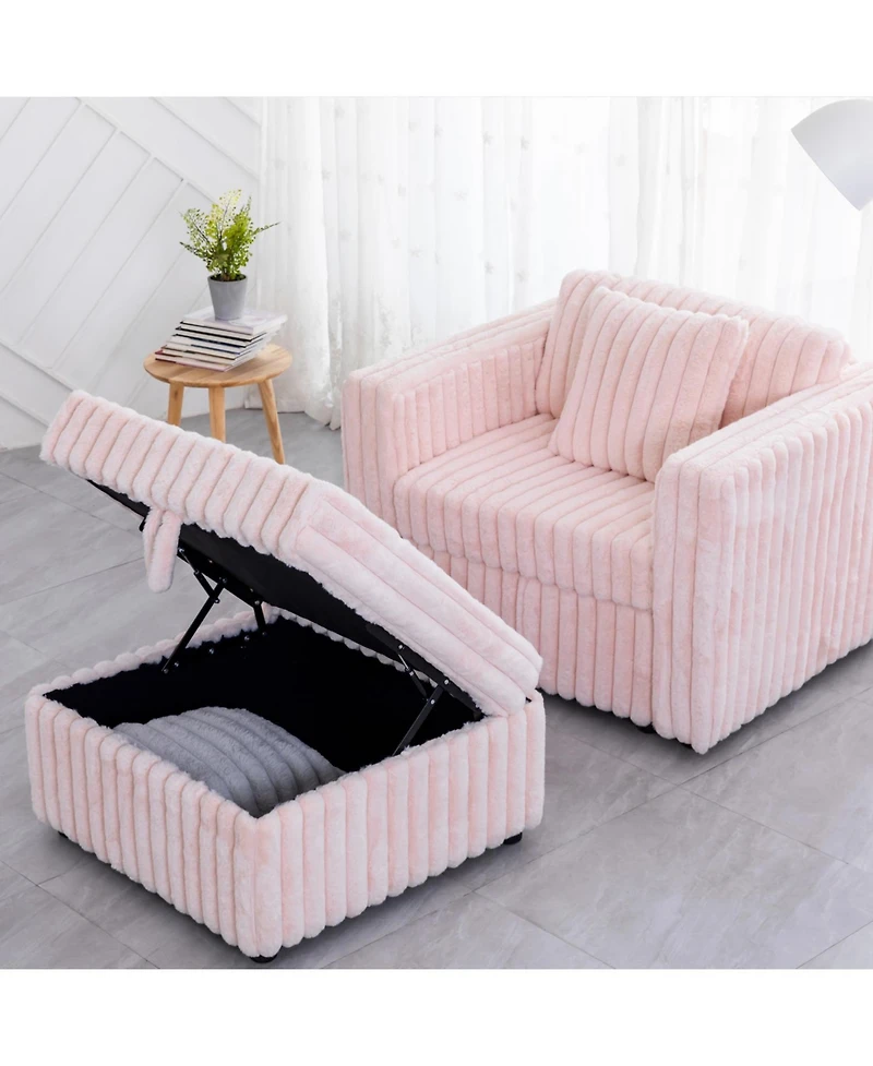 Streamdale Furniture 44.9" Pink Modular Sofa & Ottoman Set - Comfy & Stylish