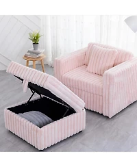 Streamdale Furniture 44.9" Pink Modular Sofa & Ottoman Set - Comfy & Stylish
