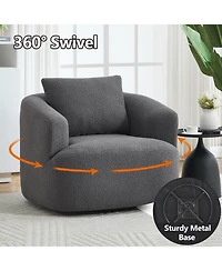 Streamdale Furniture Swivel Teddy Fleece Comfy Chair with Pillow - Dark Grey