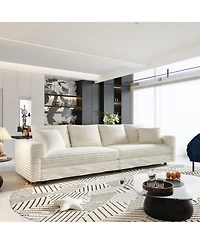 Streamdale Furniture Plush Corduroy 4-Seat Sofa, Modern Comfy Cloud Couch, Deep Seat, Beige