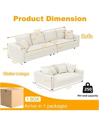 Streamdale Plush Corduroy 4-Seat Sofa with Ottomans - Beige