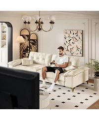 Streamdale Furniture Modern 4-Seat Cloud Sofa, Wide Arms, Tufted, Chenille