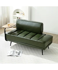Streamdale Furniture 55" Green Faux Leather Bed Bench with Swivel Tray & Metal Legs