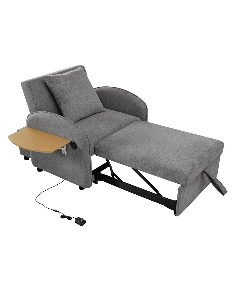 Streamdale Furniture Convertible Chair Bed- 3-in-1 Pull-Out Sofa with Usb & Desk