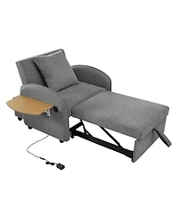 Streamdale Furniture Convertible Chair Bed- 3-in-1 Pull-Out Sofa with Usb & Desk
