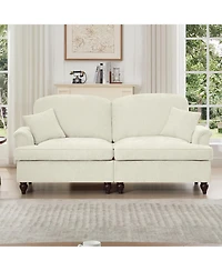 Streamdale Furniture Mid Century Chenille Loveseat Sofa with Flared Arms & Spindle Legs