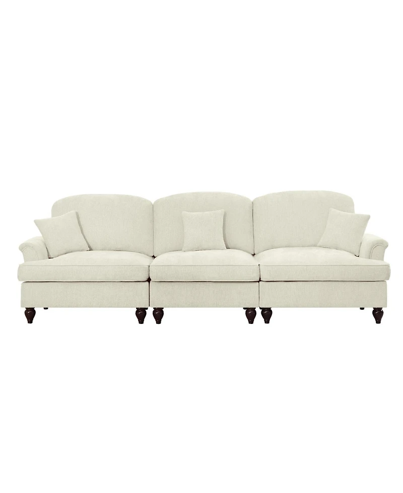 Streamdale Furniture Streamdale Mid Century 3 Seater Chenille Sofa with Flared Arms & Spindle Legs