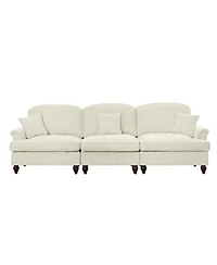 Streamdale Furniture Streamdale Mid Century 3 Seater Chenille Sofa with Flared Arms & Spindle Legs