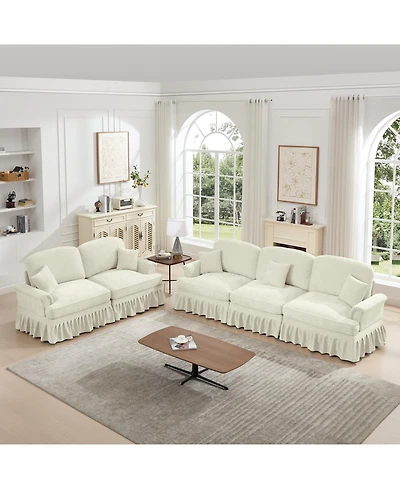 Streamdale Furniture Modular Sofa Set- Flared Arms, Removable Skirts, Spindle Legs