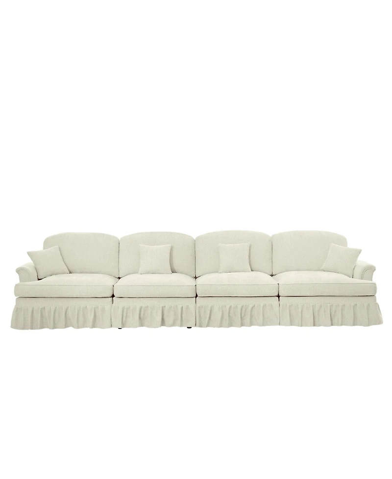 Streamdale Furniture Elegant Mid-Century 4-Seater Chenille Sofa with Flared Arms