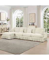 Streamdale Furniture Chenille Sectional Sofa with Ottoman & Ruffles