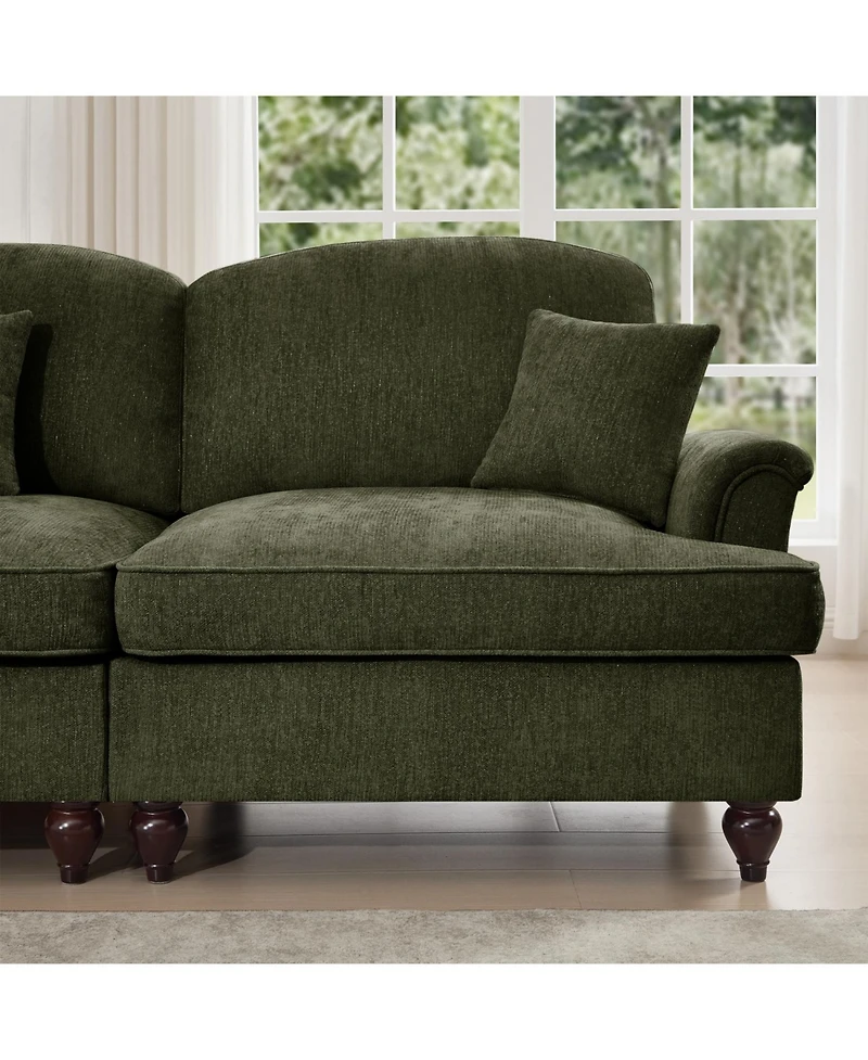 Streamdale Furniture Streamdale Green Modular Sofa Set with Flared Arms & Removable Skirts