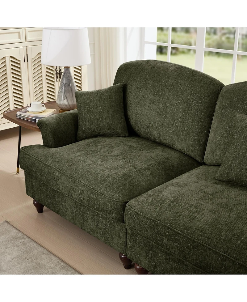 Streamdale Furniture Green Chenille Sleeper Sofa with Ottomans