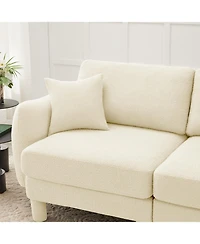 Streamdale Furniture + 4-Seater + Boucle Fabric + Shell Armrests & Fabric-Wrapped Legs + Sofa