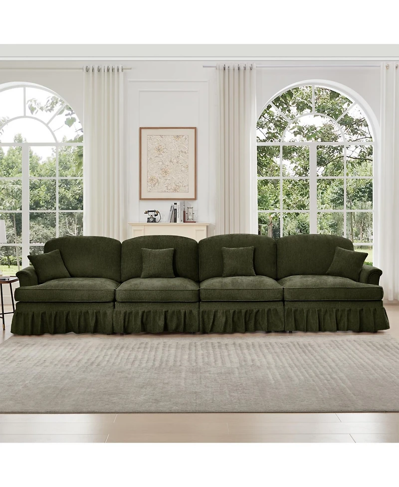 Streamdale Furniture Mid Century Green Chenille 4-Seater Sofa