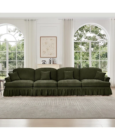 Streamdale Furniture Mid Century Green Chenille 4-Seater Sofa