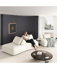 Streamdale Furniture 139" Modern Chenille Sectional Sofa with Pillows & Removable Backrests.