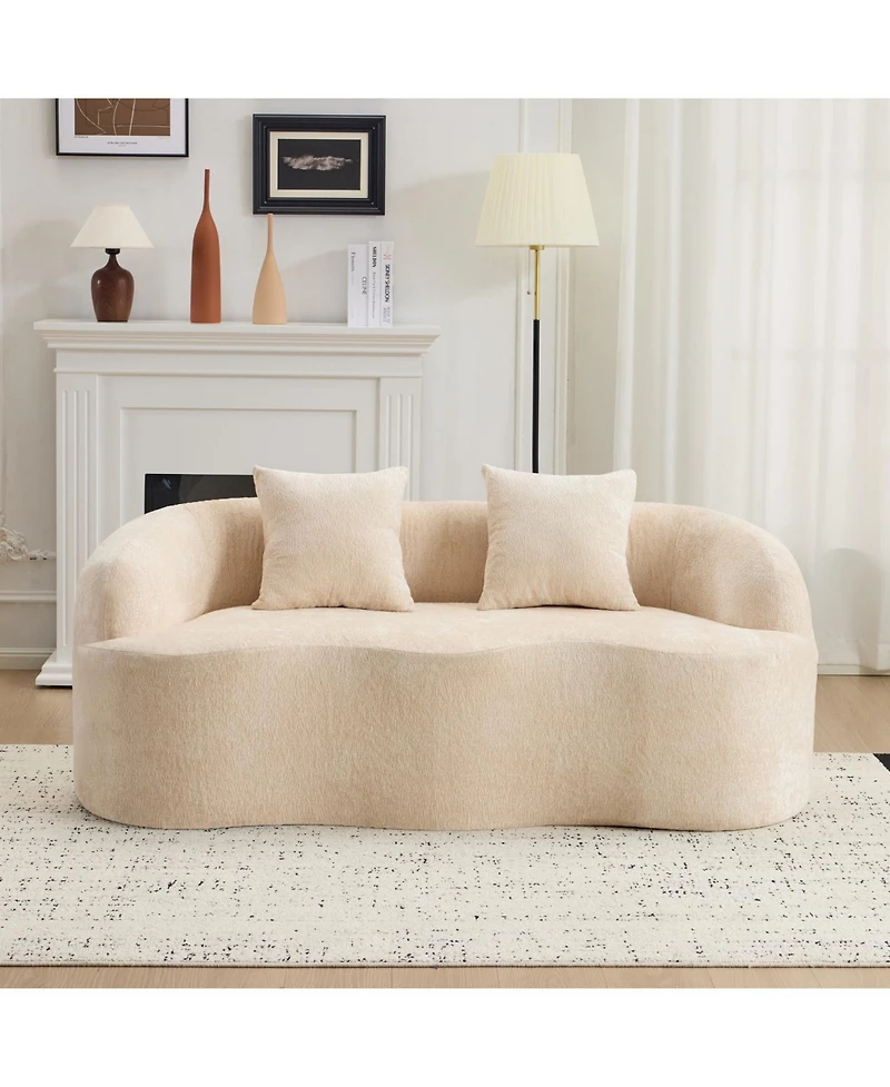 Streamdale Furniture Curved Loveseat Sofa, Small Space Couch with 2 Pillows