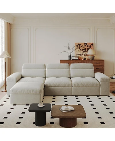 Streamdale Furniture Modular Down & Linen Sofa with Adjustable Back & Storage