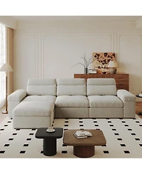 Streamdale Furniture Modular Down & Linen Sofa with Adjustable Back & Storage