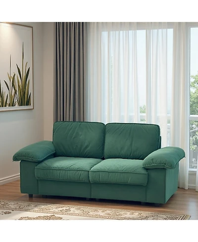 Streamdale Furniture Green Velvet 79" Storage Loveseat - Modern Small Space Sofa