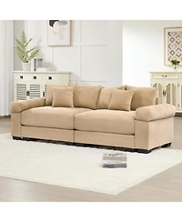 Streamdale Furniture Oversized Cloud Modular Sectional Couch, Corduroy, Wide Armrests, Camel