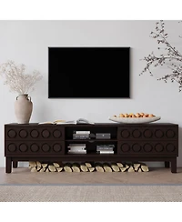 Streamdale Furniture Mid-Century Media Console - 75" Tv Stand, 4 Drawers, Cable Management (Dark Brown)
