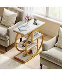 Tribesigns End Table Set of 2, 4-Tier Narrow Side Table, Wood Small Sofa Side Table, Industrial Bedside Table for Bedroom, Living Room