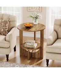 Tribesigns Round End Table with Storage, 2-Tier Tall Side Table for Living Room