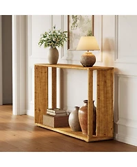 Tribesigns 2-Tier Solid Wood Console Table for Living Room, 55" Farmhouse Entryway Table