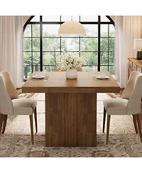 Tribesigns 39-Inch Square Dining Table for 4, Farmhouse Kitchen Dinner Table with Fluted Pedestal Base