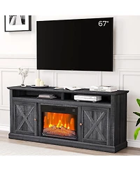 gaomon Electric Fireplace Tv Stand for TVs up to 67" Freestanding Heater Adjustable Flame Fireplace Insert with Remote Control