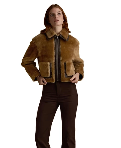 Furniq Uk Women's Cropped Shearling Jacket
