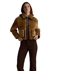 Furniq Uk Women's Cropped Shearling Jacket