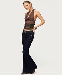 Edikted Womens Buckle Cowl Neck Backless Top