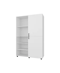 Fm Furniture Ollie 2-Door Wardrobe with Open Storage,White
