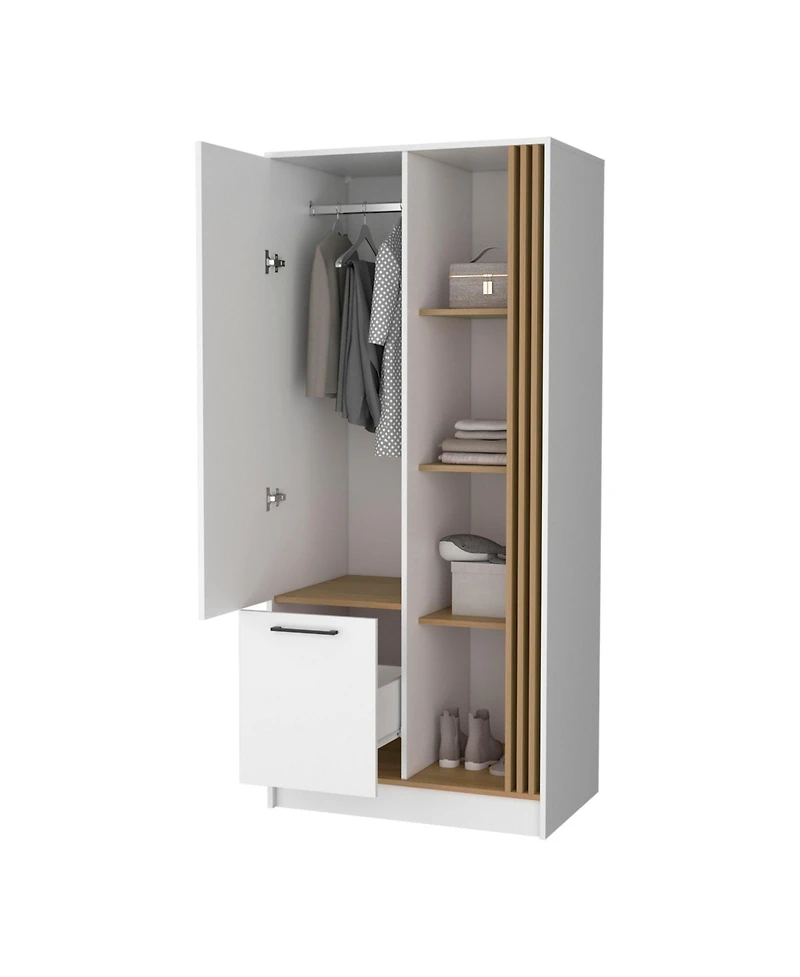 Fm Furniture Pekin Modern Wardrobe Organizer with Shelves and Rod