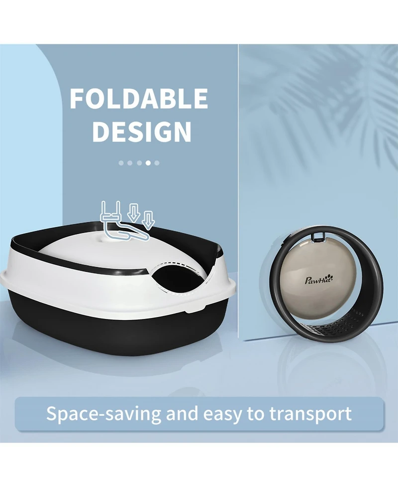 Aostirmotor Foldable Cat Litter Box with Lid & High Sides