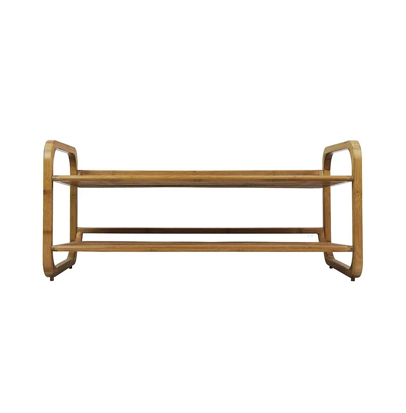 Oceanstar 2 Tier Bamboo Shoe Rack, Rounded