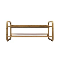 Oceanstar 2 Tier Bamboo Shoe Rack, Rounded