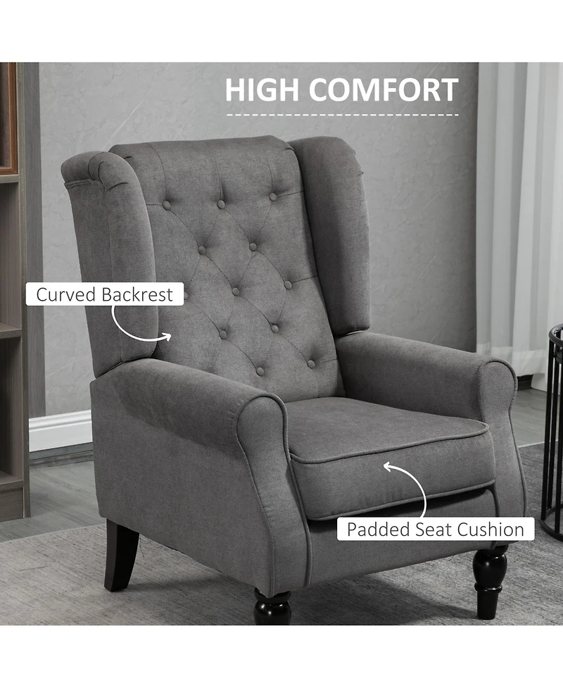 Homcom Accent Chair Button-Tufted Armchair with Wingback Round Arms