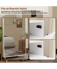 Clihome Mirror Shoe Cabinet With 6 Flip Drawers, Mirror Shoe Rack Organizer Store Ample Shoes, Mirror Shoe Storage With 4 Metal Legs,White