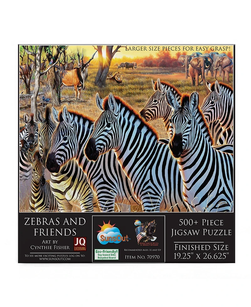 SunsOut Zebras and Friends 500 piece Jigsaw Puzzle for Adults Large Pieces