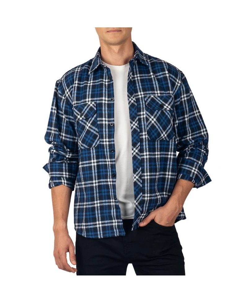 Alpine Swiss Men Plaid Flannel Shirt Jacket Button Down Long Sleeve Cotton Blend Shirts