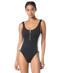 Michael Kors Women's Zip-Front One-Piece Swimsuit